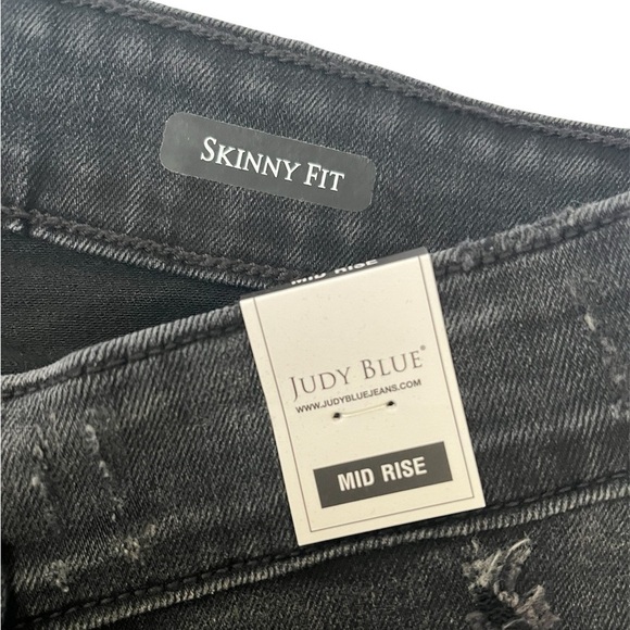 NEW WITH TAGS Judy Blue Black Buffalo Plaid Patch Skinny SIZE 18W - Picture 6 of 16